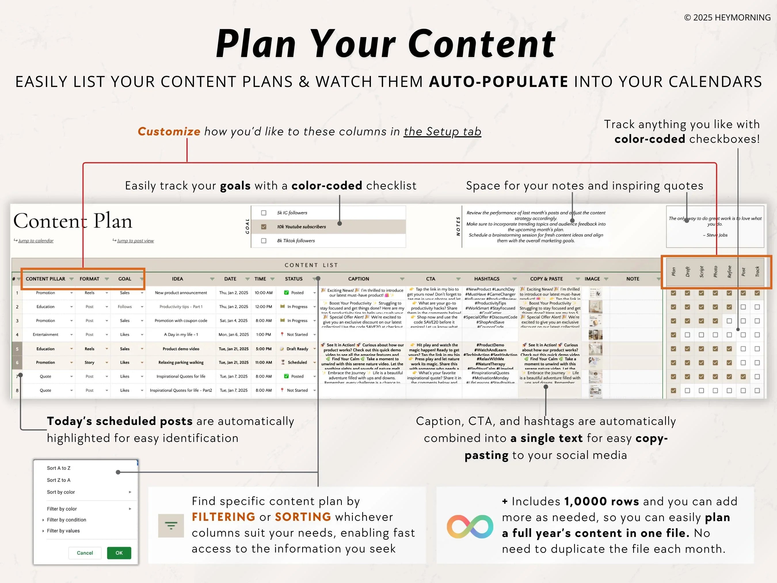 12-Month Content Calendar - Hey Morning
