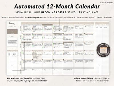 12-Month Content Calendar - Hey Morning