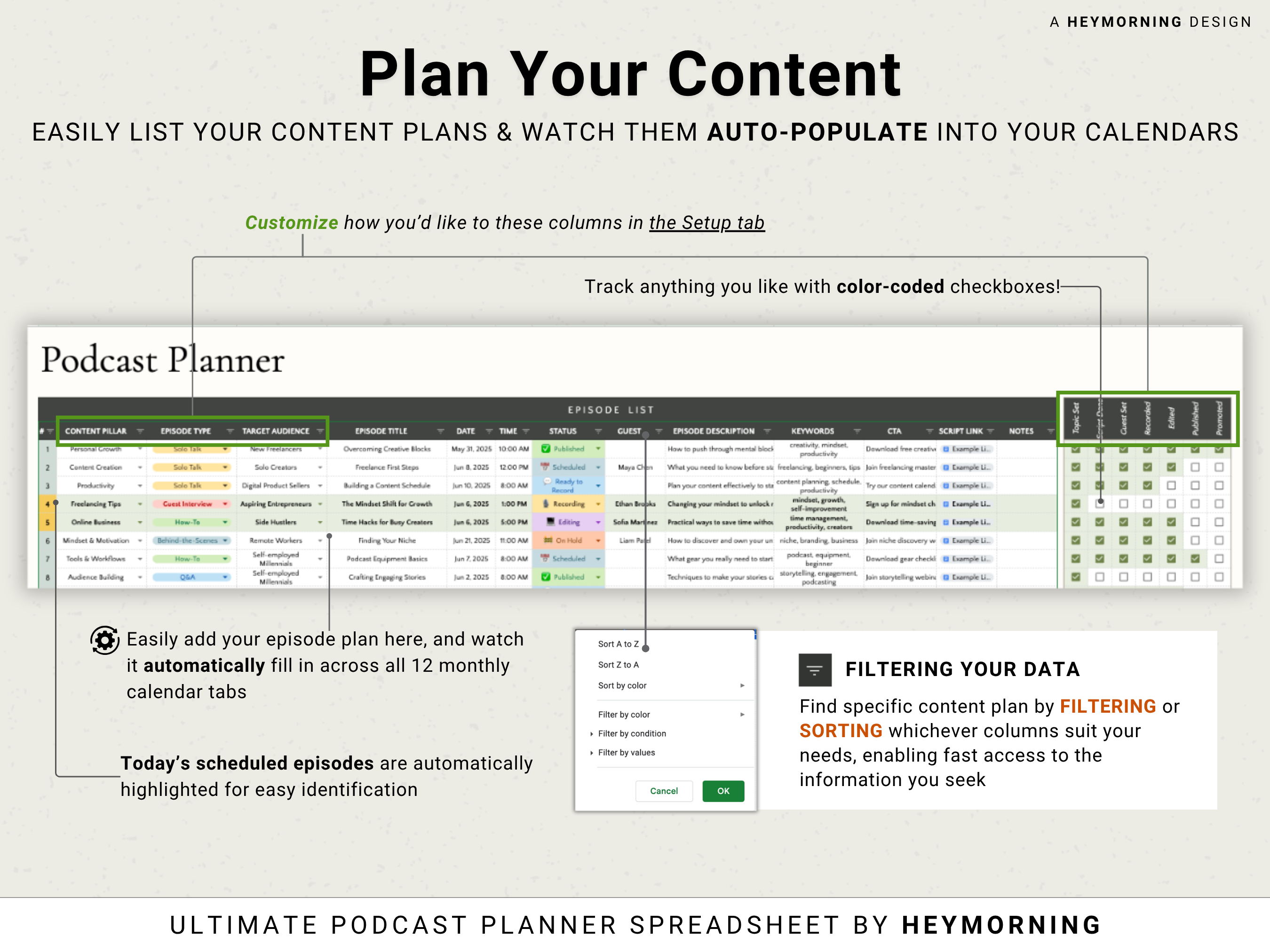 Podcast Content Planner - Hey Morning