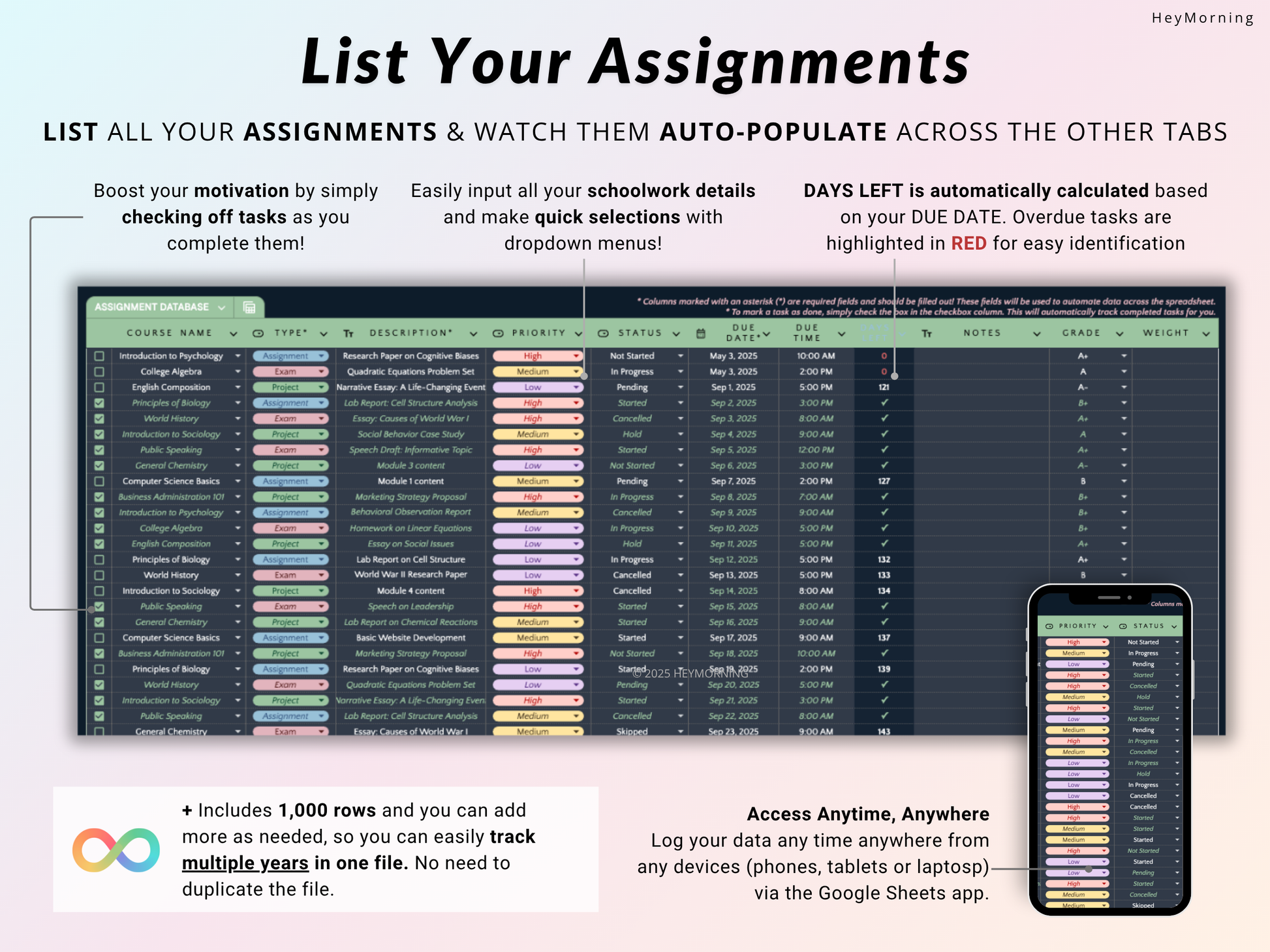 Assignment Tracker - Dark - Hey Morning