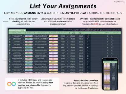 Assignment Tracker - Dark - Hey Morning