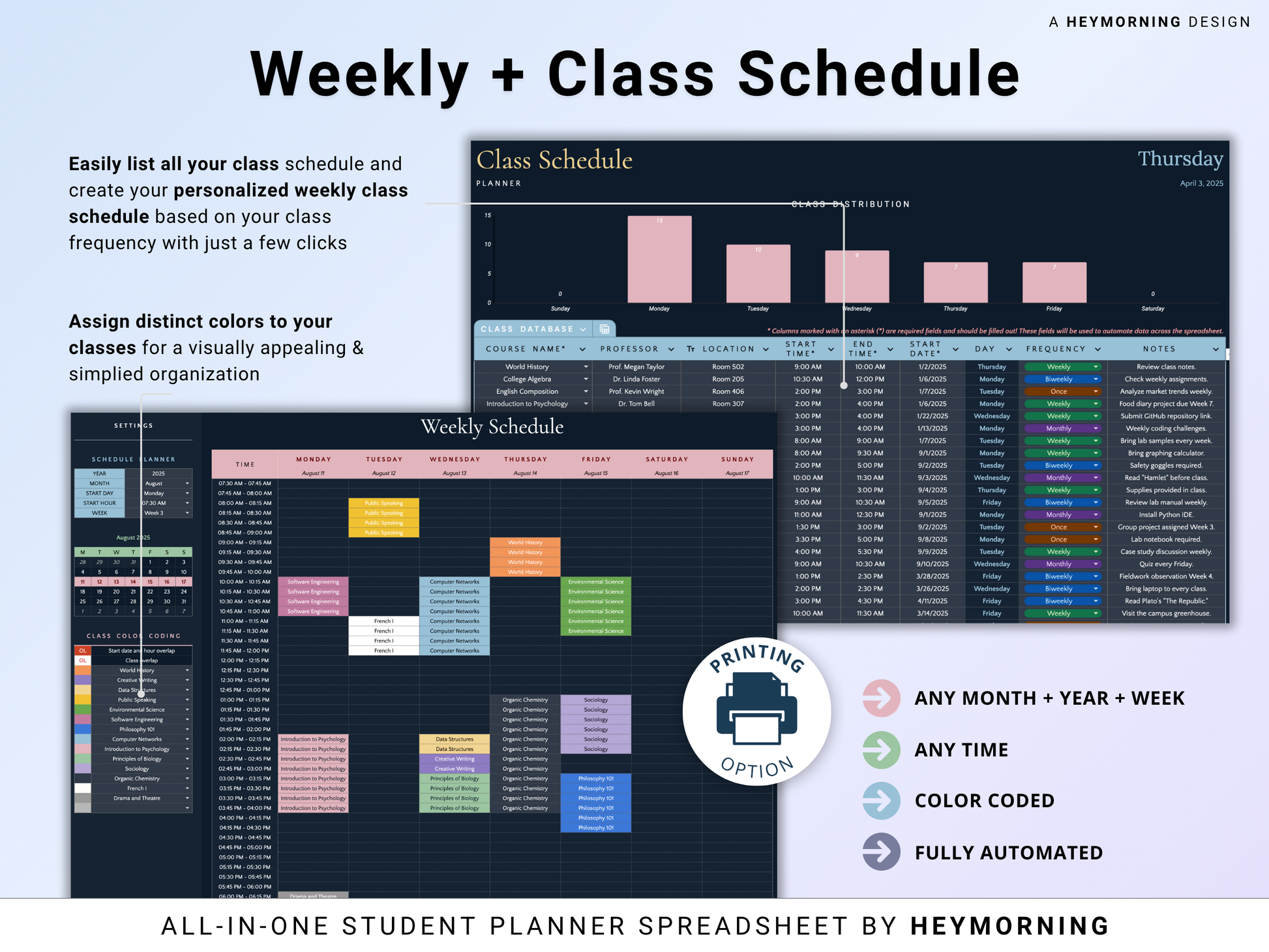 All-in-One Student Planner - Dark - Hey Morning
