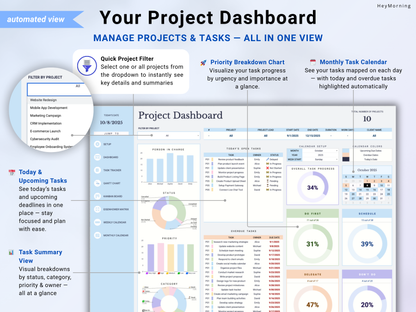 All-in-One Project Manager Spreadsheet - Pastel