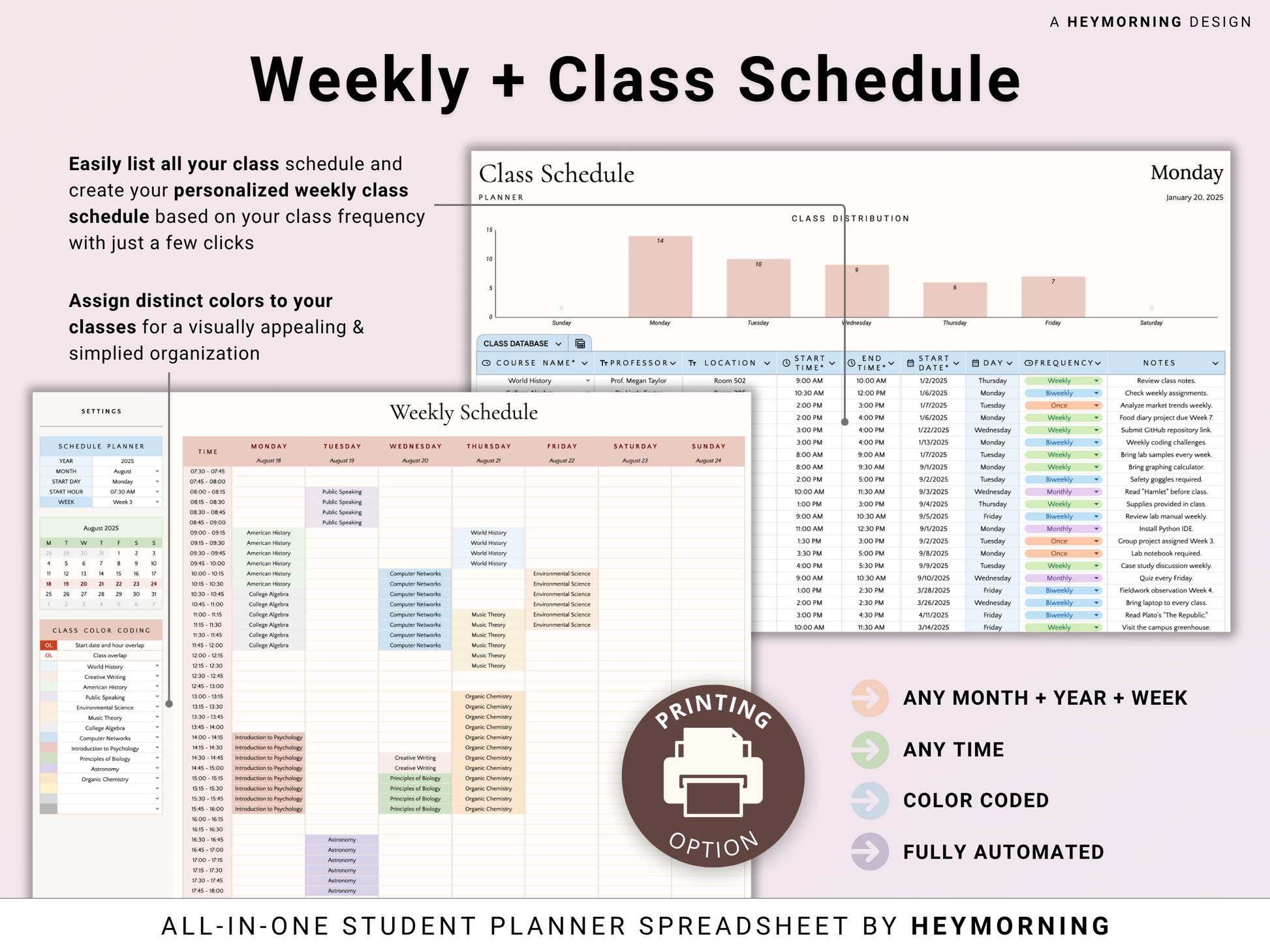 All-in-One Student Planner - Pastel - Hey Morning