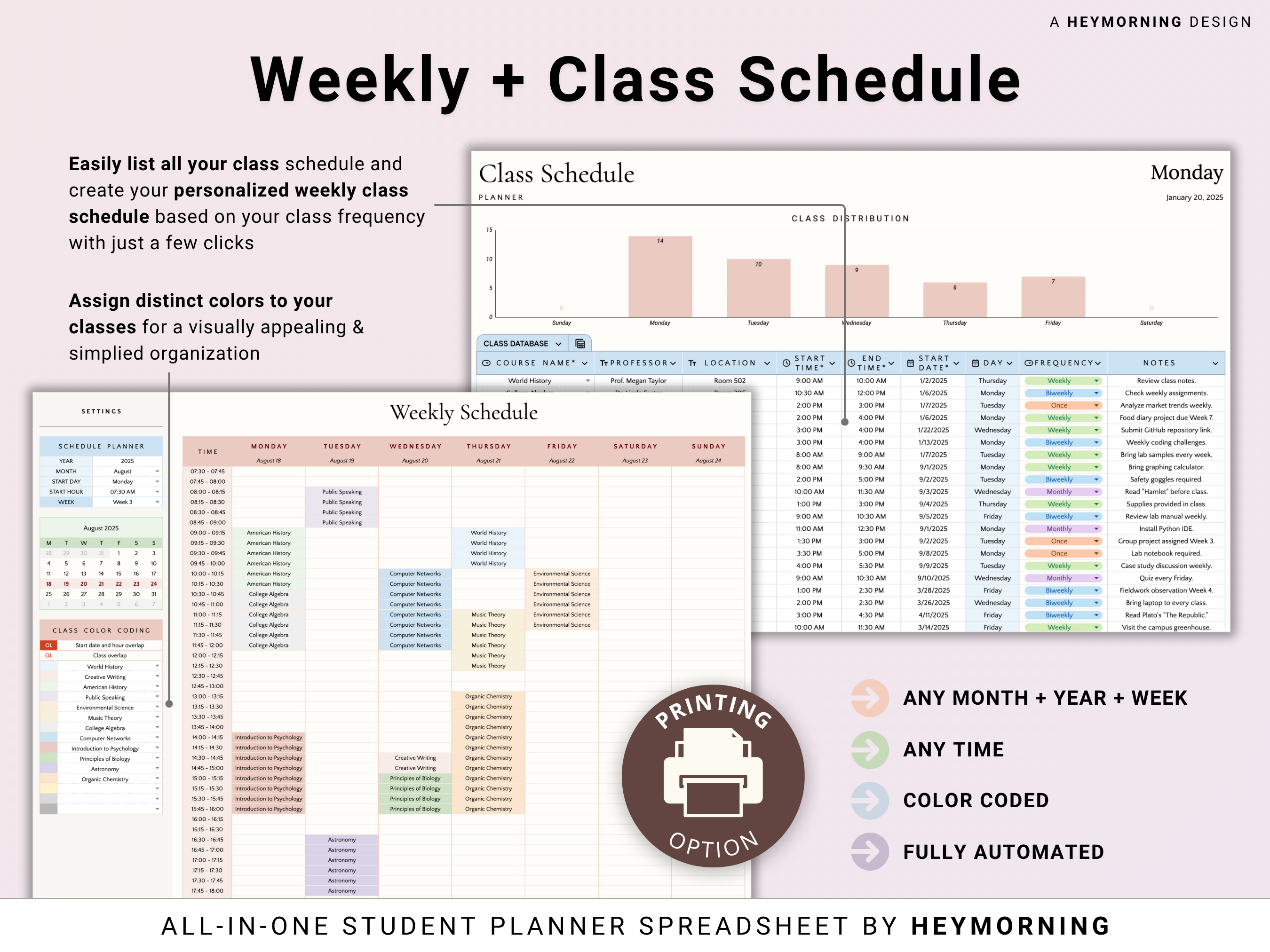 All-in-One Student Planner - Pastel - Hey Morning