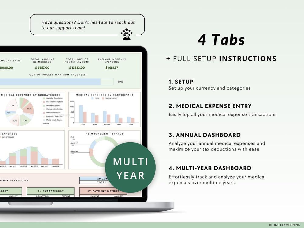 Medical Expense Tracker - Google Sheets Template | Hey Morning