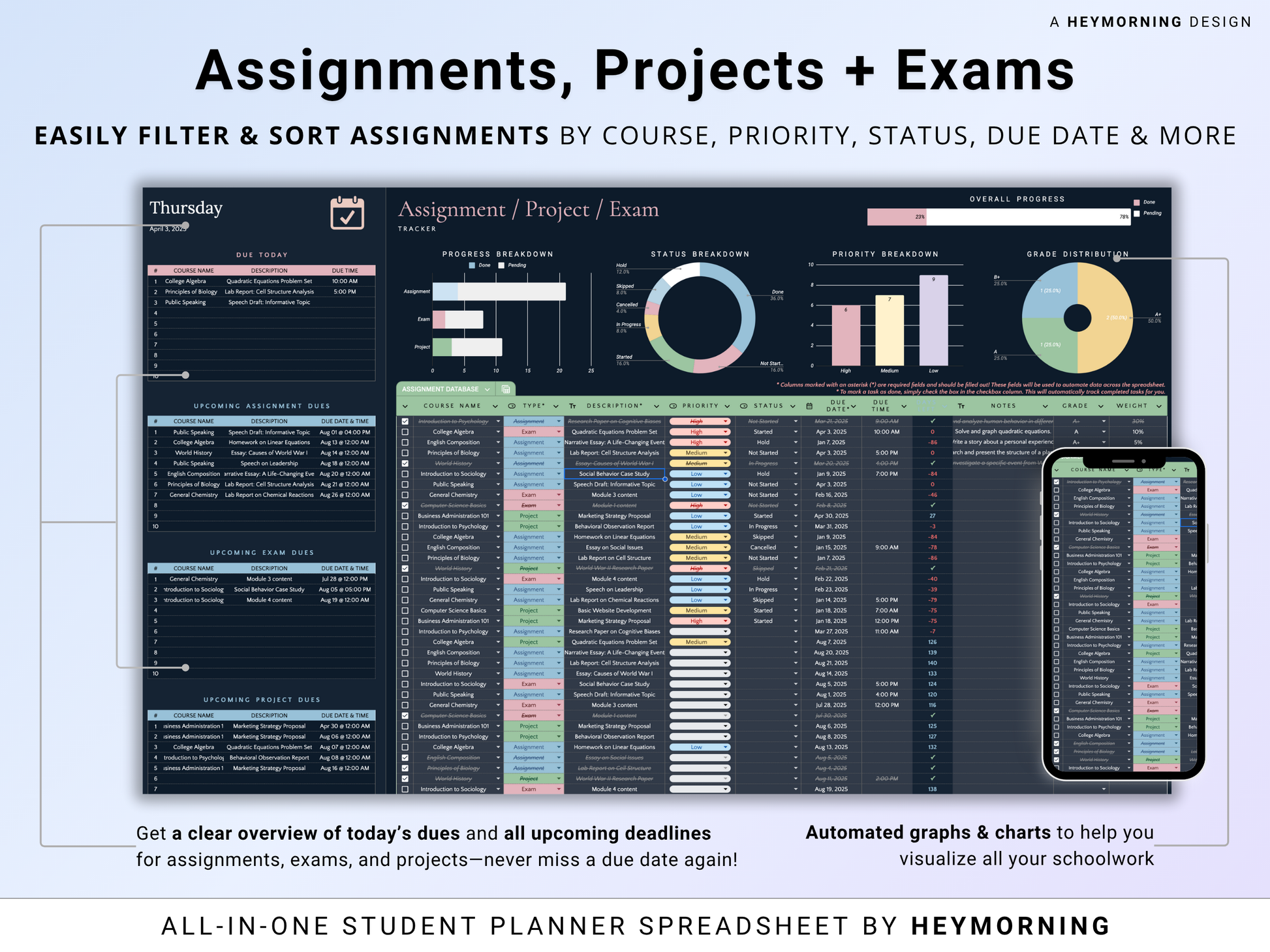 All-in-One Student Planner - Dark - Hey Morning