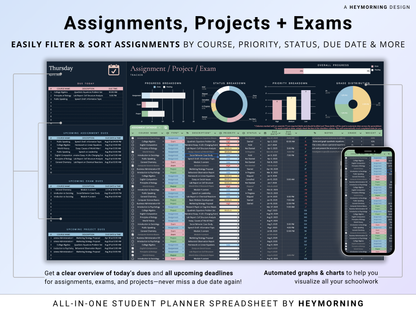 All-in-One Student Planner - Dark - Hey Morning