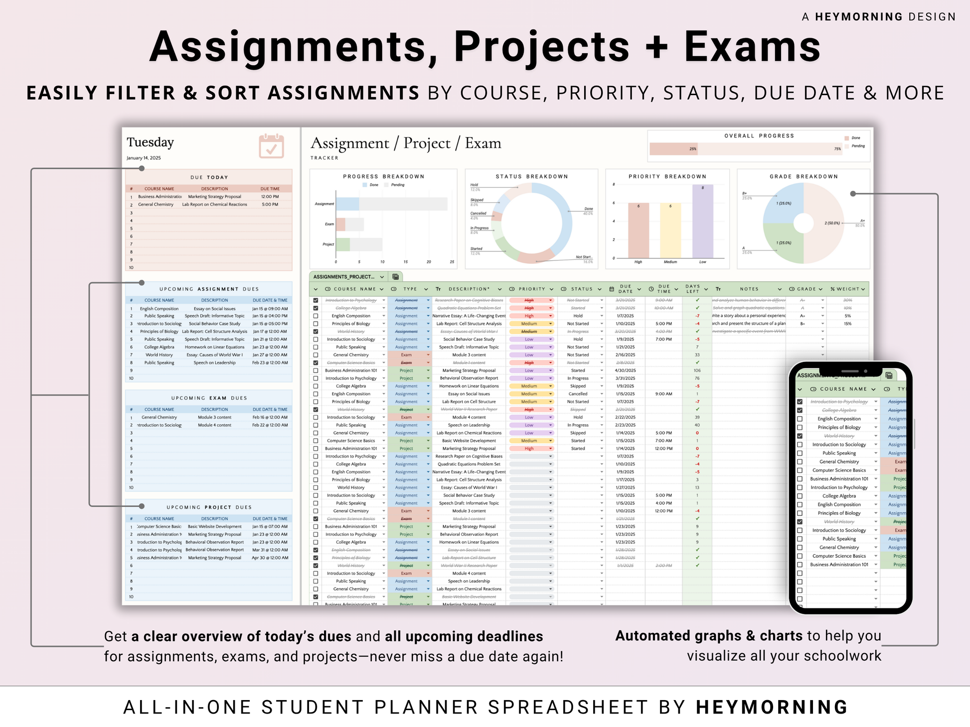 All-in-One Student Planner - Pastel - Hey Morning