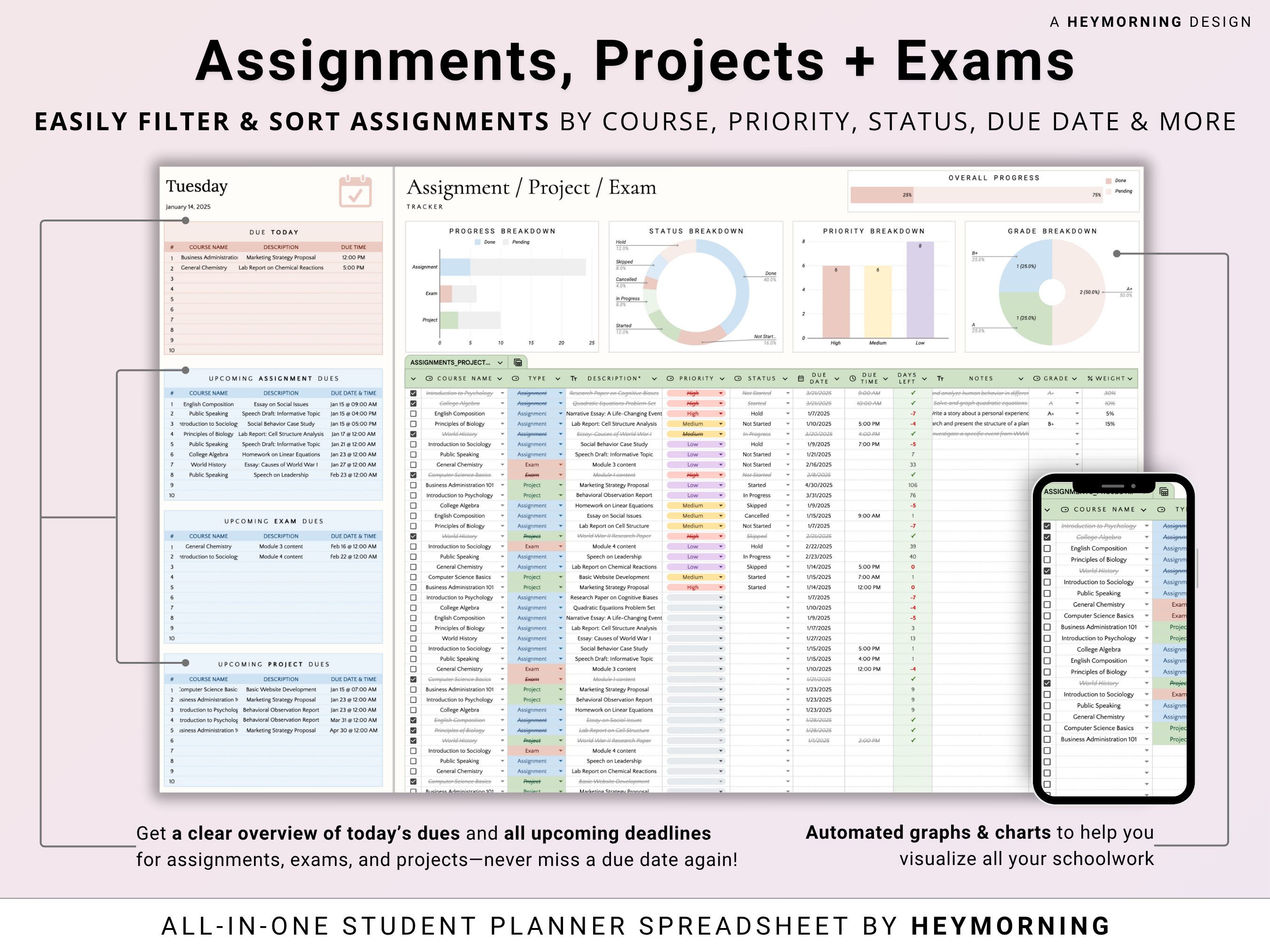 All-in-One Student Planner - Pastel - Hey Morning