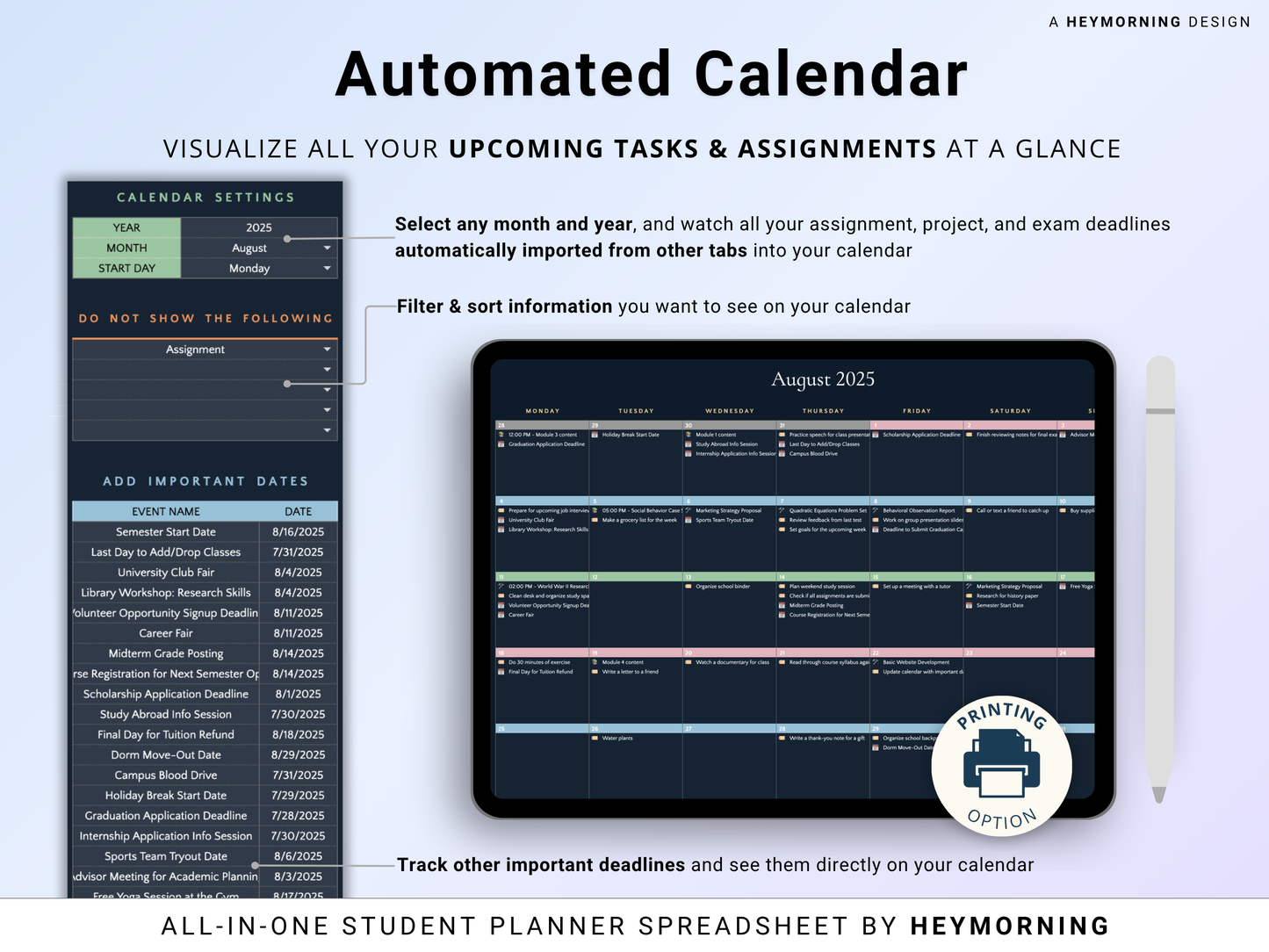 All-in-One Student Planner - Dark - Hey Morning