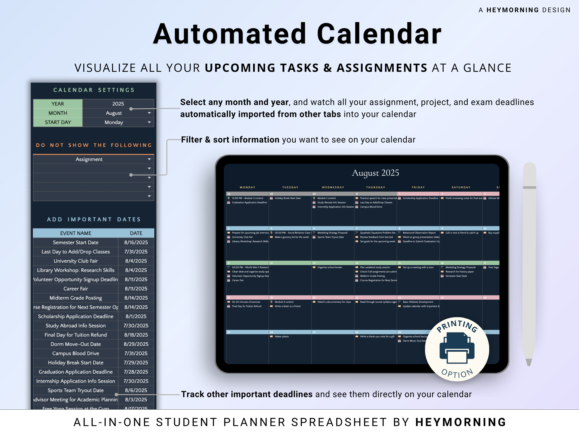 All-in-One Student Planner - Dark - Hey Morning
