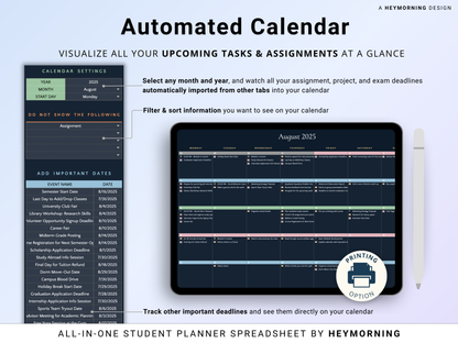 All-in-One Student Planner - Dark - Hey Morning
