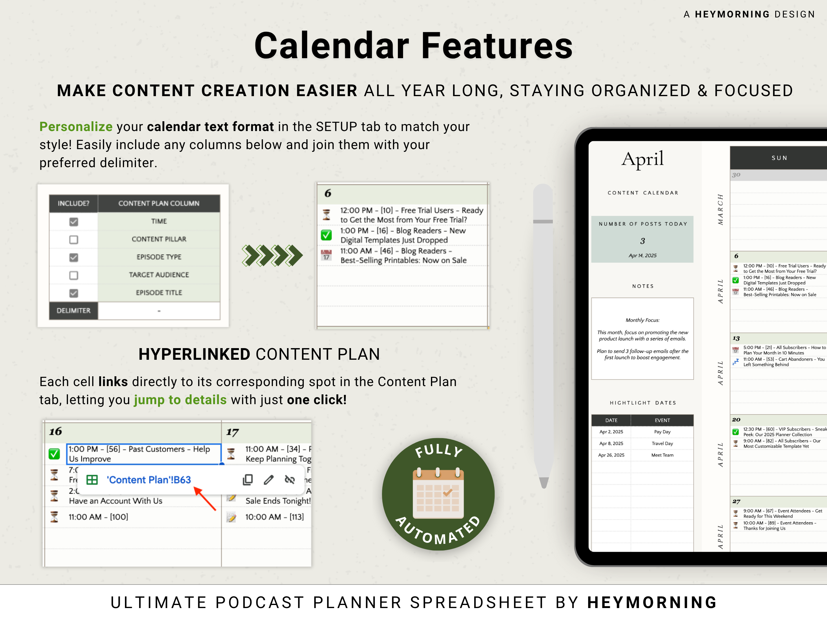Podcast Content Planner - Hey Morning