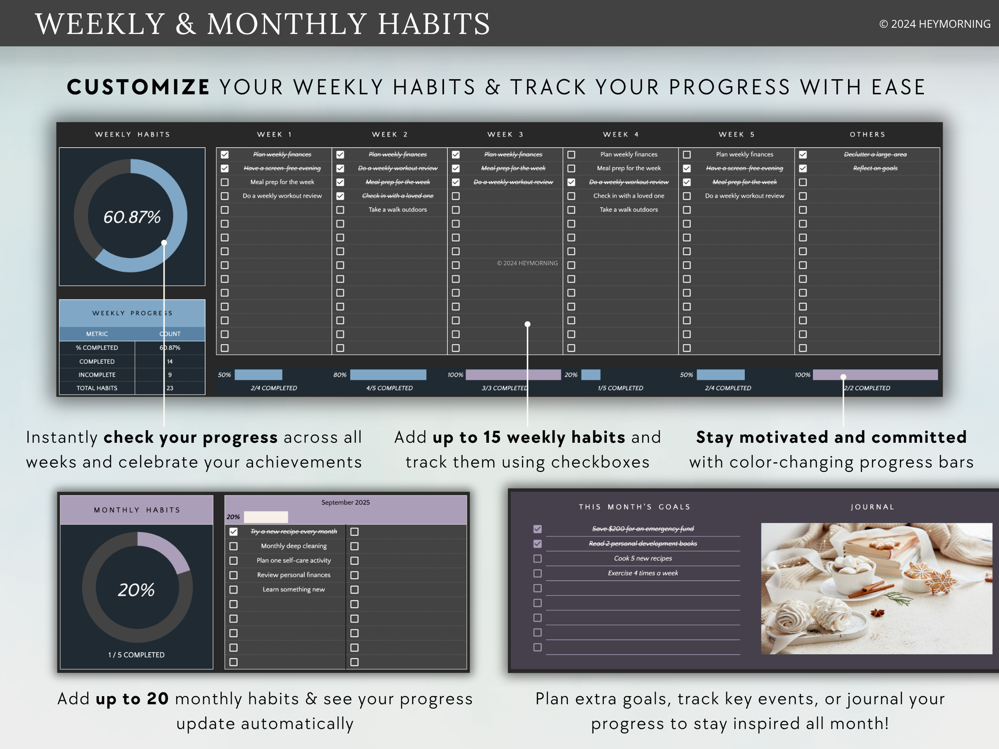 Annual Habit Tracker - Dark - Hey Morning