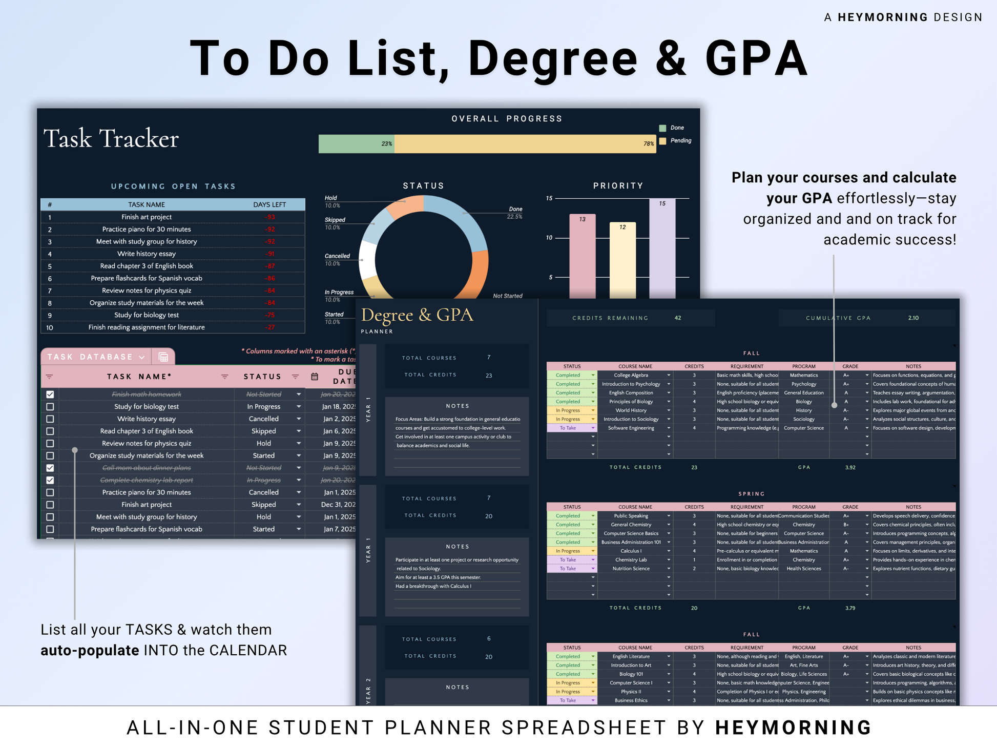All-in-One Student Planner - Dark - Hey Morning