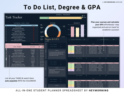 All-in-One Student Planner - Dark - Hey Morning