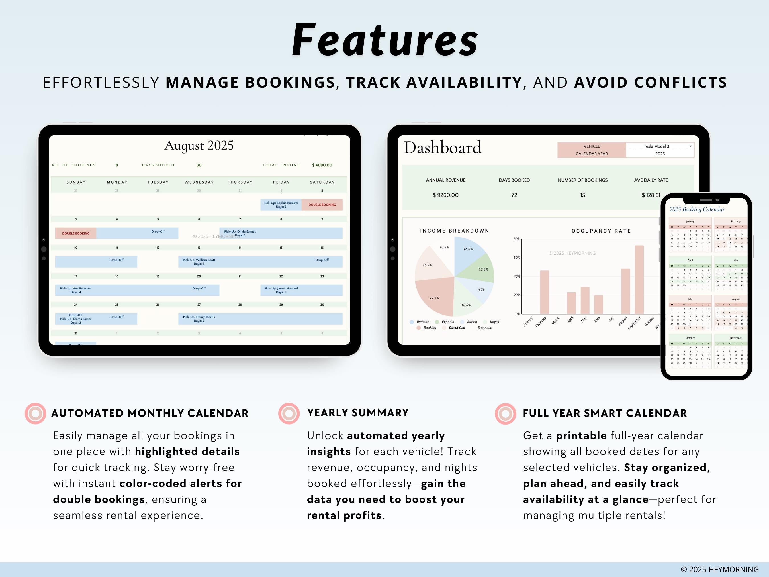 Car Rental Booking Calendar - Hey Morning