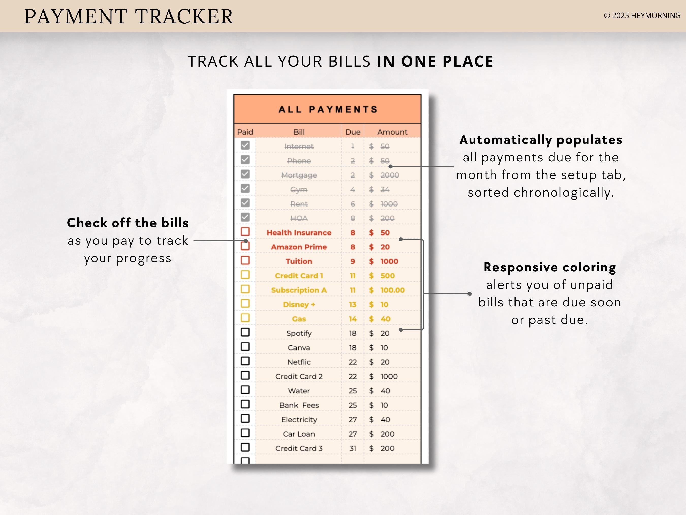 Bill Calendar - Hey Morning