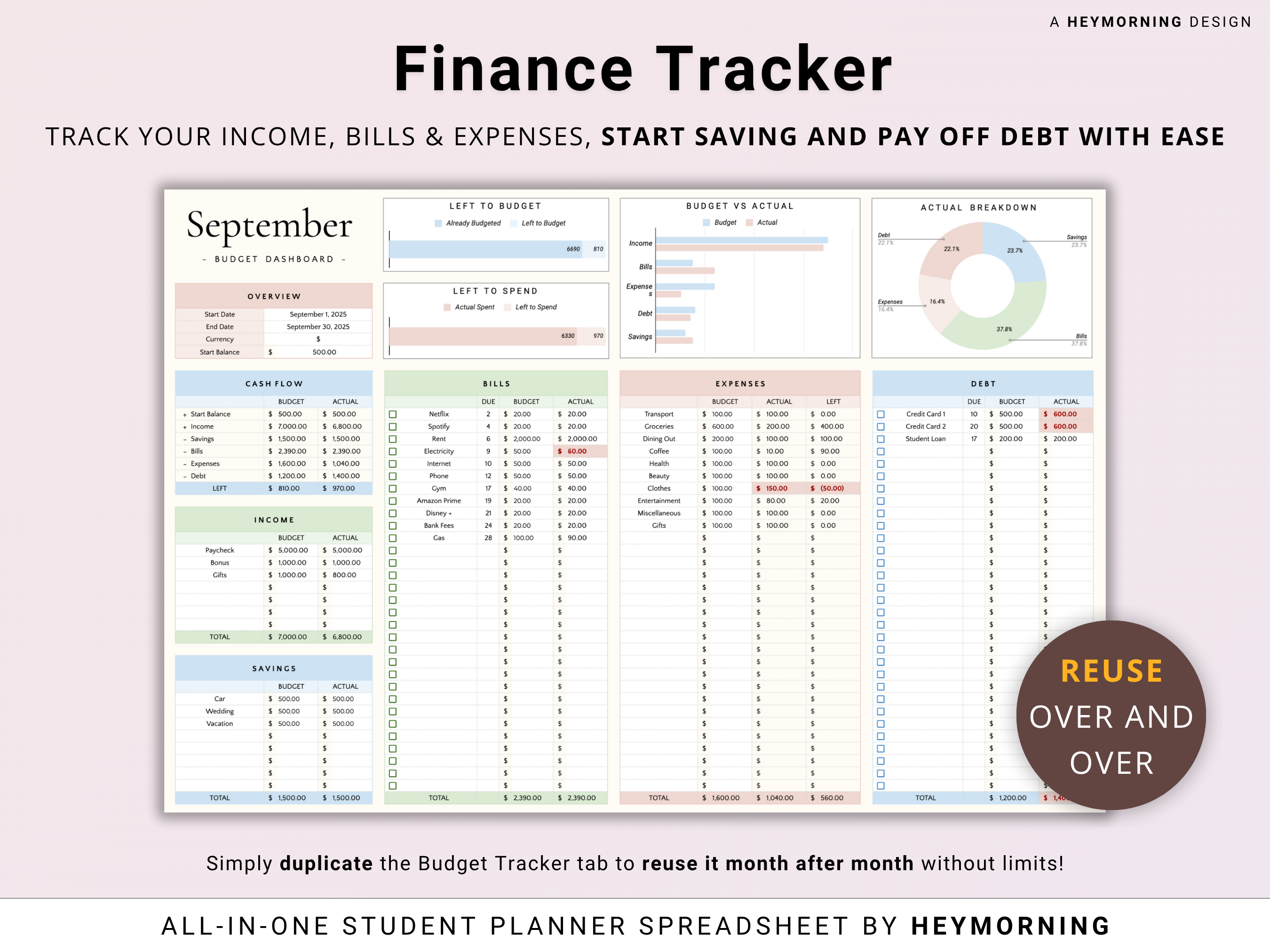 All-in-One Student Planner - Pastel - Hey Morning