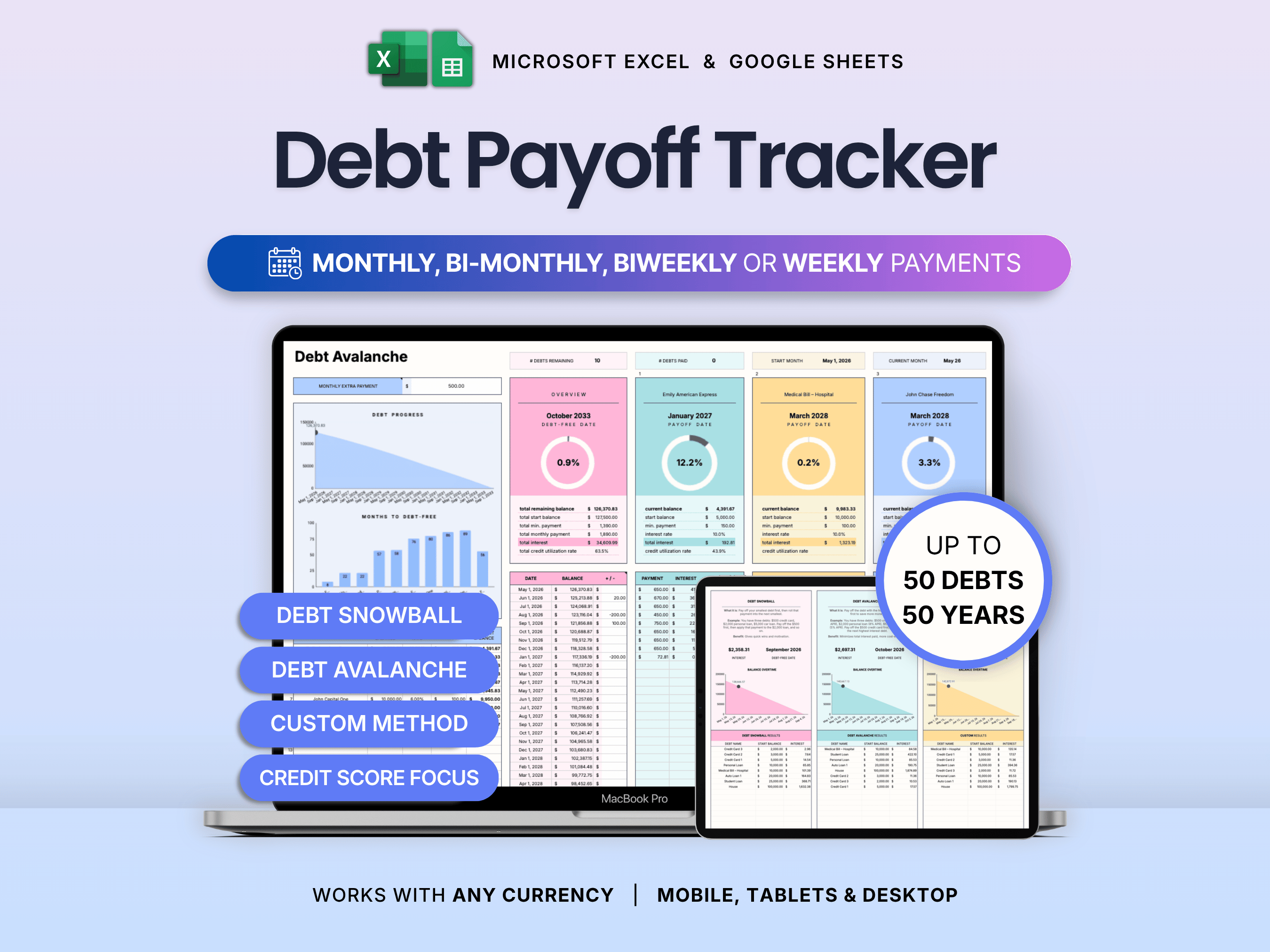 Debt Payoff Tracker Snowball Avalanche Calculator Debt Free Planner