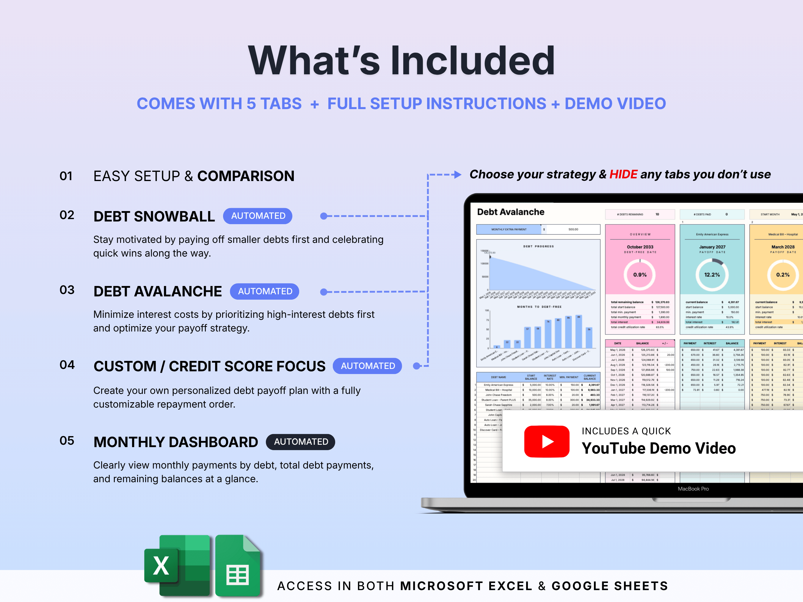 Debt Payoff Tracker Snowball Avalanche Calculator Debt Free Planner