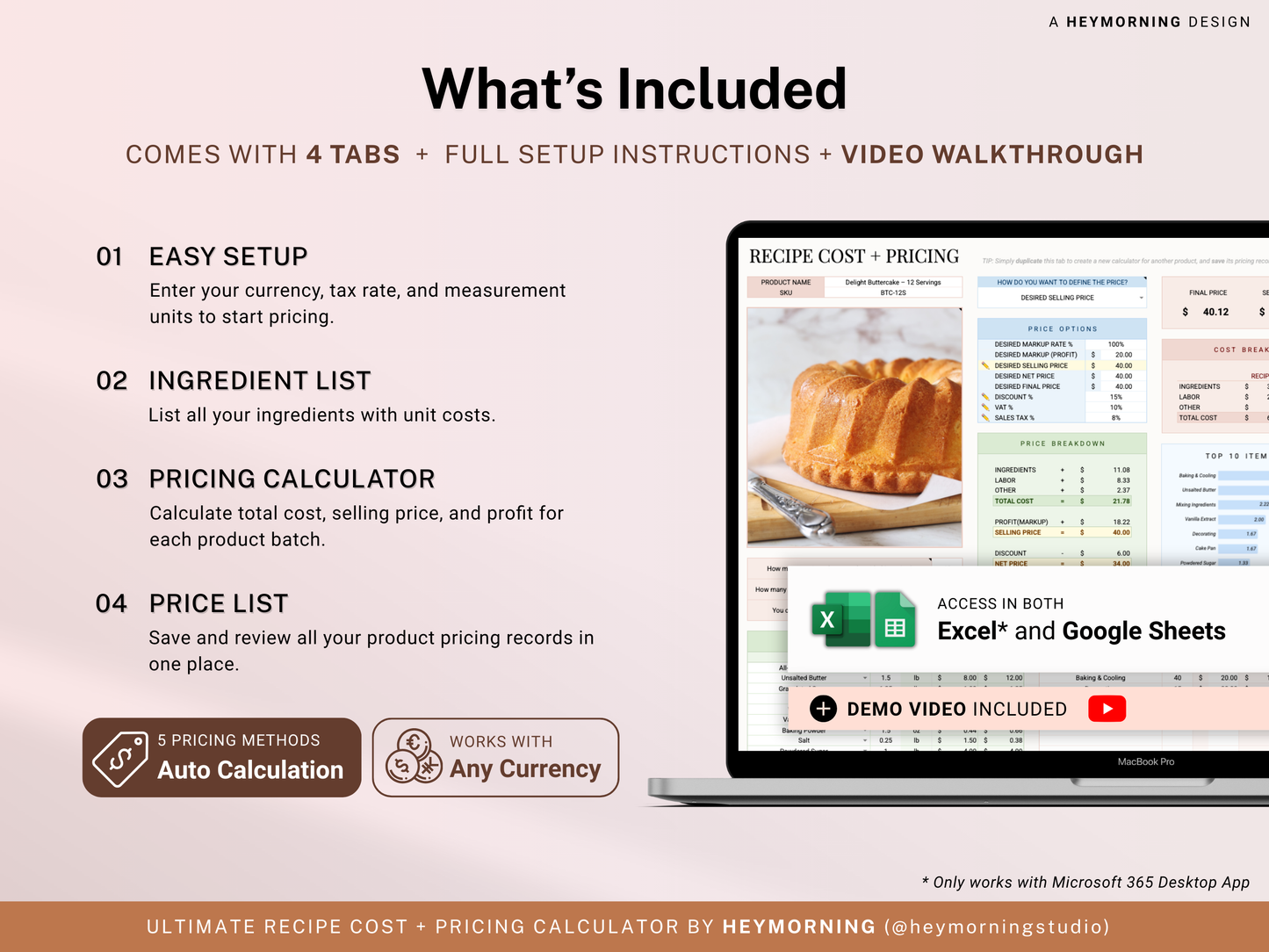 Recipe Cost + Pricing Calculator