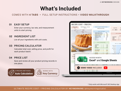 Recipe Cost + Pricing Calculator