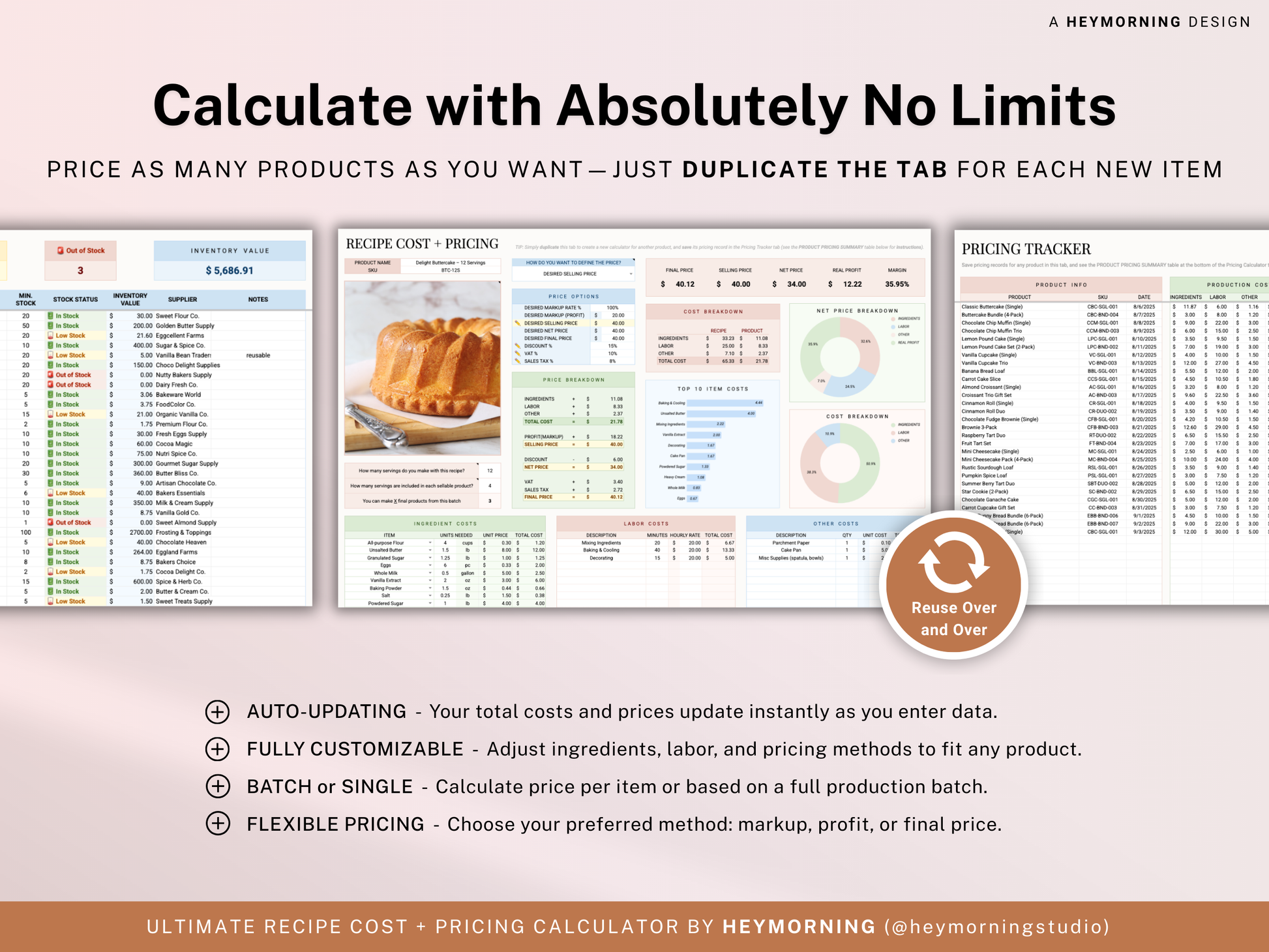 Recipe Cost + Pricing Calculator