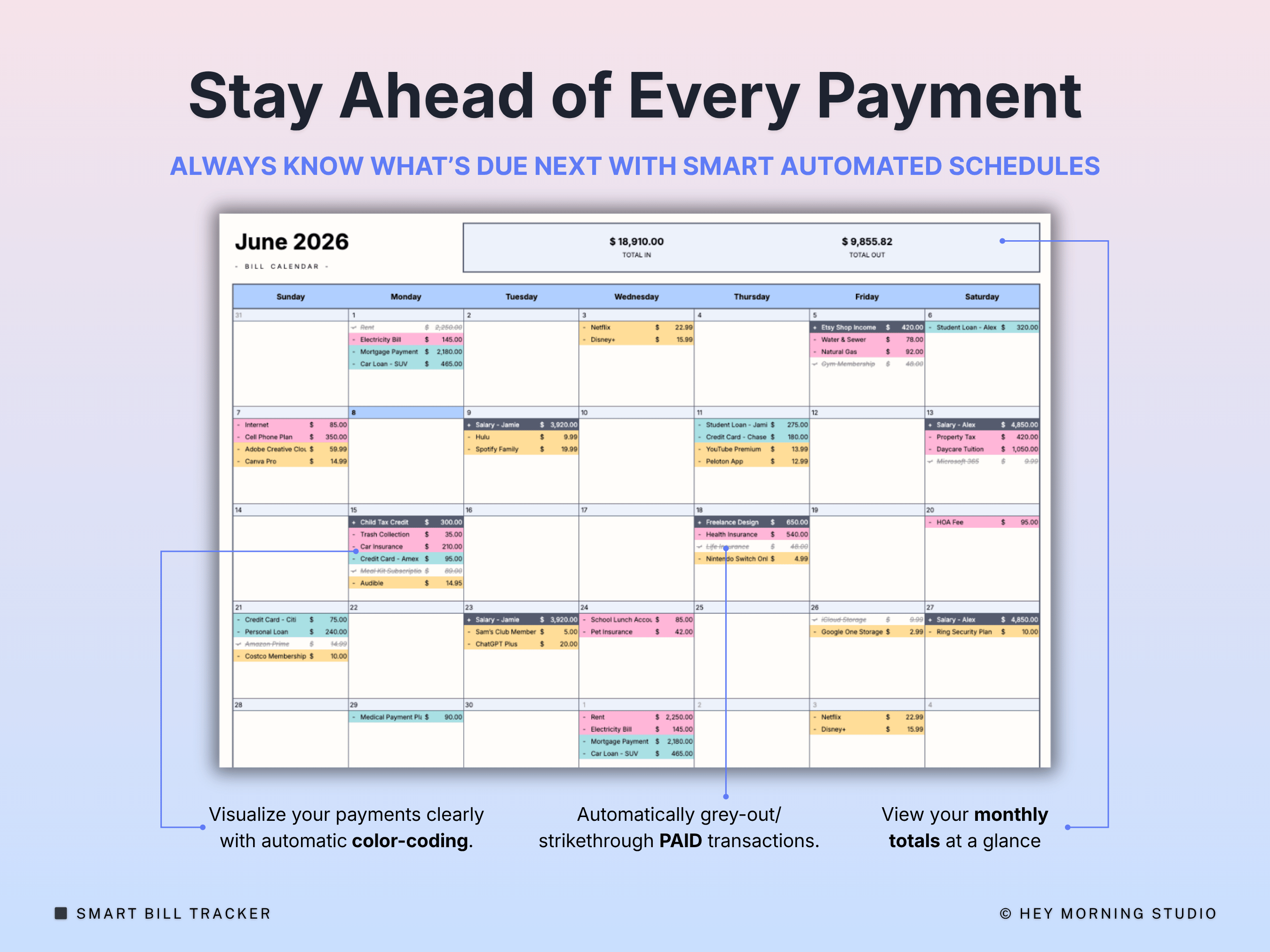 Bill Tracker Smart Calendar