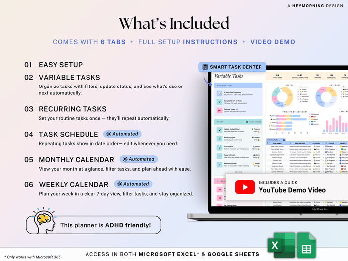 Ultimate Task Tracker – Google Sheets & Excel Template – Hey Morning