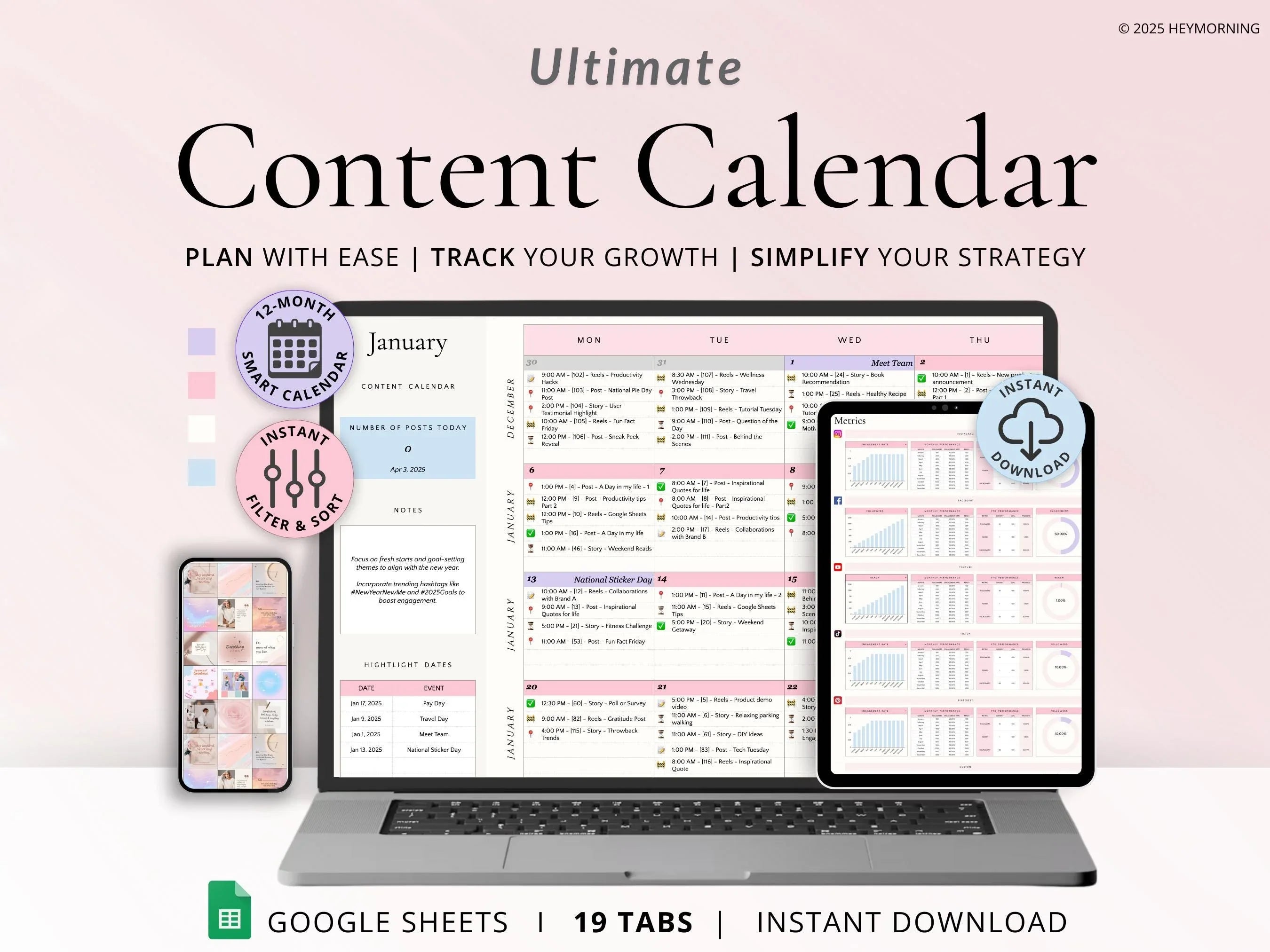 12-Month Content Calendar - Hey Morning