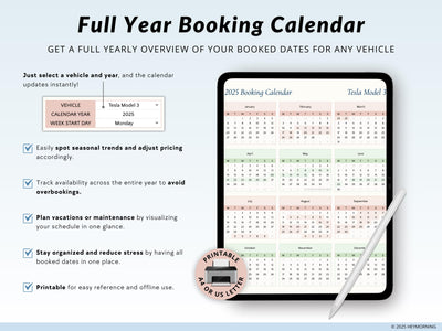 Car Rental Booking Calendar - Hey Morning