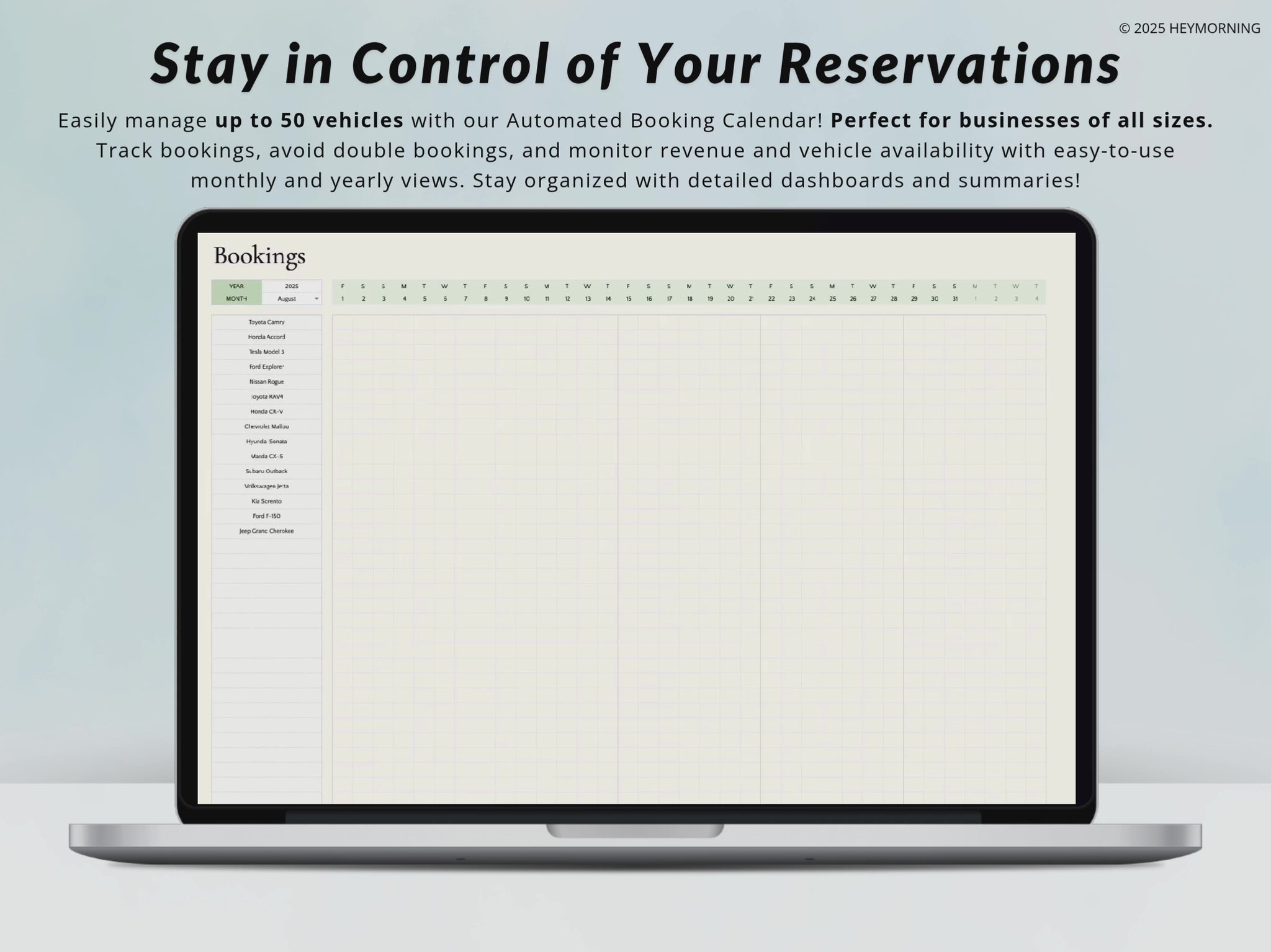 Car Rental Booking Calendar