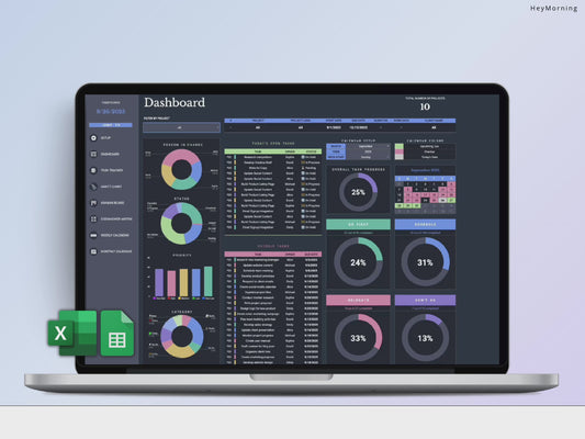 All-in-One Project Manager Spreadsheet - Dark